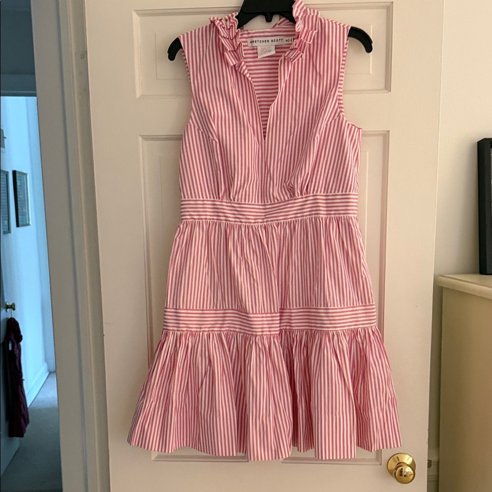 Gretchen Scott Designs Pink and White Striped Casual Dress